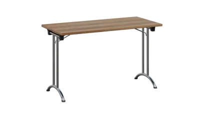 SLC 125 chrom skládací jednací stůl 1250x600, deska 25 mm, podnož chrom, deska ořech světlý